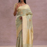 Soft Pistachio Banarasi Mashru Silk Saree