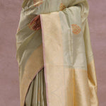 Soft Pistachio Banarasi Mashru Silk Saree