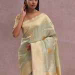 Soft Pistachio Banarasi Mashru Silk Saree