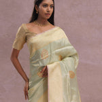 Soft Pistachio Banarasi Mashru Silk Saree