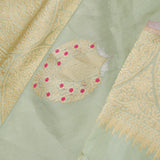 Soft Pistachio Banarasi Mashru Silk Saree