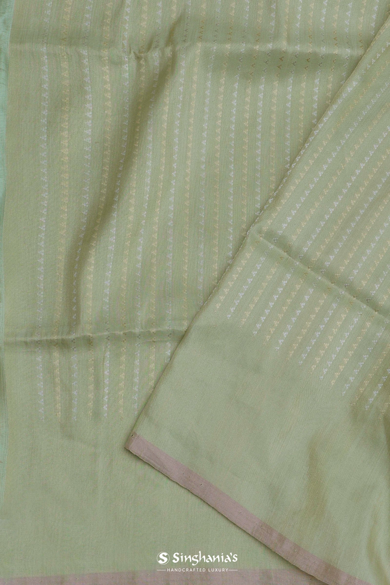 Soft Pistachio Banarasi Mashru Silk Saree