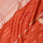 Burnt Orange Mashru Banarasi Silk With Gold Zari Stripes