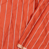 Burnt Orange Mashru Banarasi Silk With Gold Zari Stripes