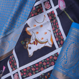 Midnight Blue Digital Printed Kanjivaram Saree