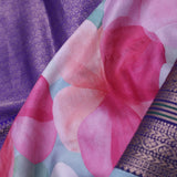Violet Kanjivaram Saree With Floral Digital Prints