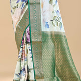 Cream Kanjivaram Saree With Floral Digital Print
