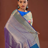 Banana Cream Digital Printed Kanjivaram Saree