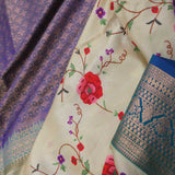 Banana Cream Digital Printed Kanjivaram Saree