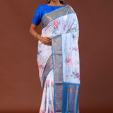 Soft Jordy Blue Digital Printed Kanjivaram Saree
