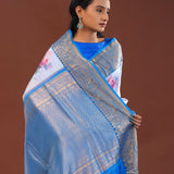 Soft Jordy Blue Digital Printed Kanjivaram Saree