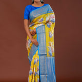 Yellow Digital Printed Kanjivaram Saree