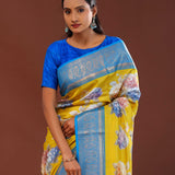 Yellow Digital Printed Kanjivaram Saree