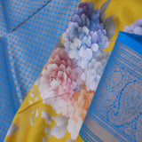 Yellow Digital Printed Kanjivaram Saree