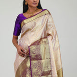 Pink Gold Kanjivaram Silk Jaal Saree