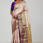 Pink Gold Kanjivaram Silk Jaal Saree