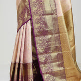 Pink Gold Kanjivaram Silk Jaal Saree