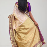 Pink Gold Kanjivaram Silk Jaal Saree