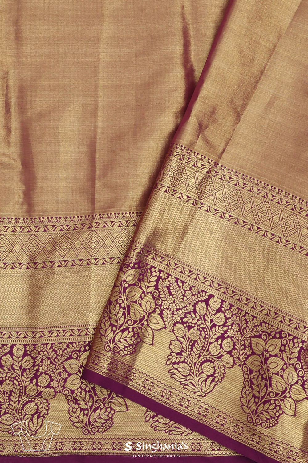 Pink Gold Kanjivaram Silk Jaal Saree
