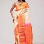 Seashell White Jaal Kanjivaram Silk Saree