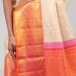 Seashell White Jaal Kanjivaram Silk Saree