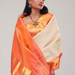 Seashell White Jaal Kanjivaram Silk Saree