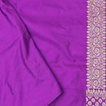 Dark Violet Banarasi Silk Saree With Gold Zari Border Butti