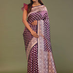 Mulberry Purple Banarasi Saree With Butti'S