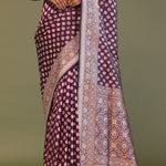 Mulberry Purple Banarasi Saree With Butti'S