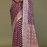 Mulberry Purple Banarasi Saree With Butti'S