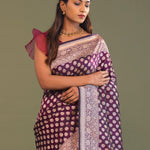 Mulberry Purple Banarasi Saree With Butti'S