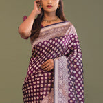 Mulberry Purple Banarasi Saree With Butti'S