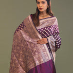 Mulberry Purple Banarasi Saree With Butti'S