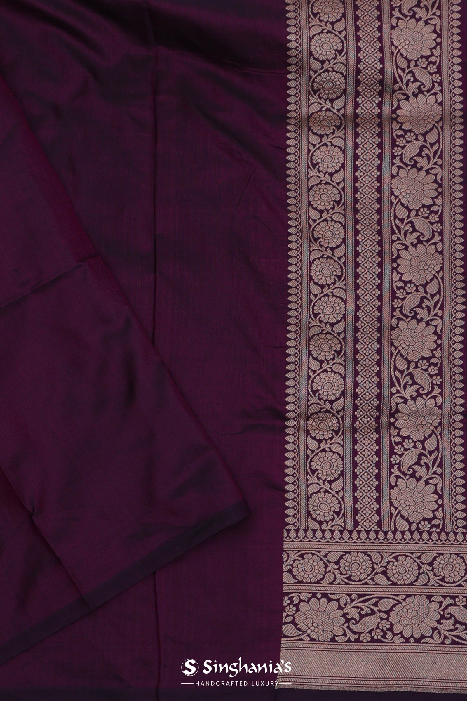 Mulberry Purple Banarasi Saree With Butti'S