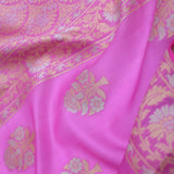 Bright Rose Pink Banarasi Saree With Silver And Gold Meenakari