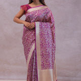 Dark Magenta Banarasi Designer Saree