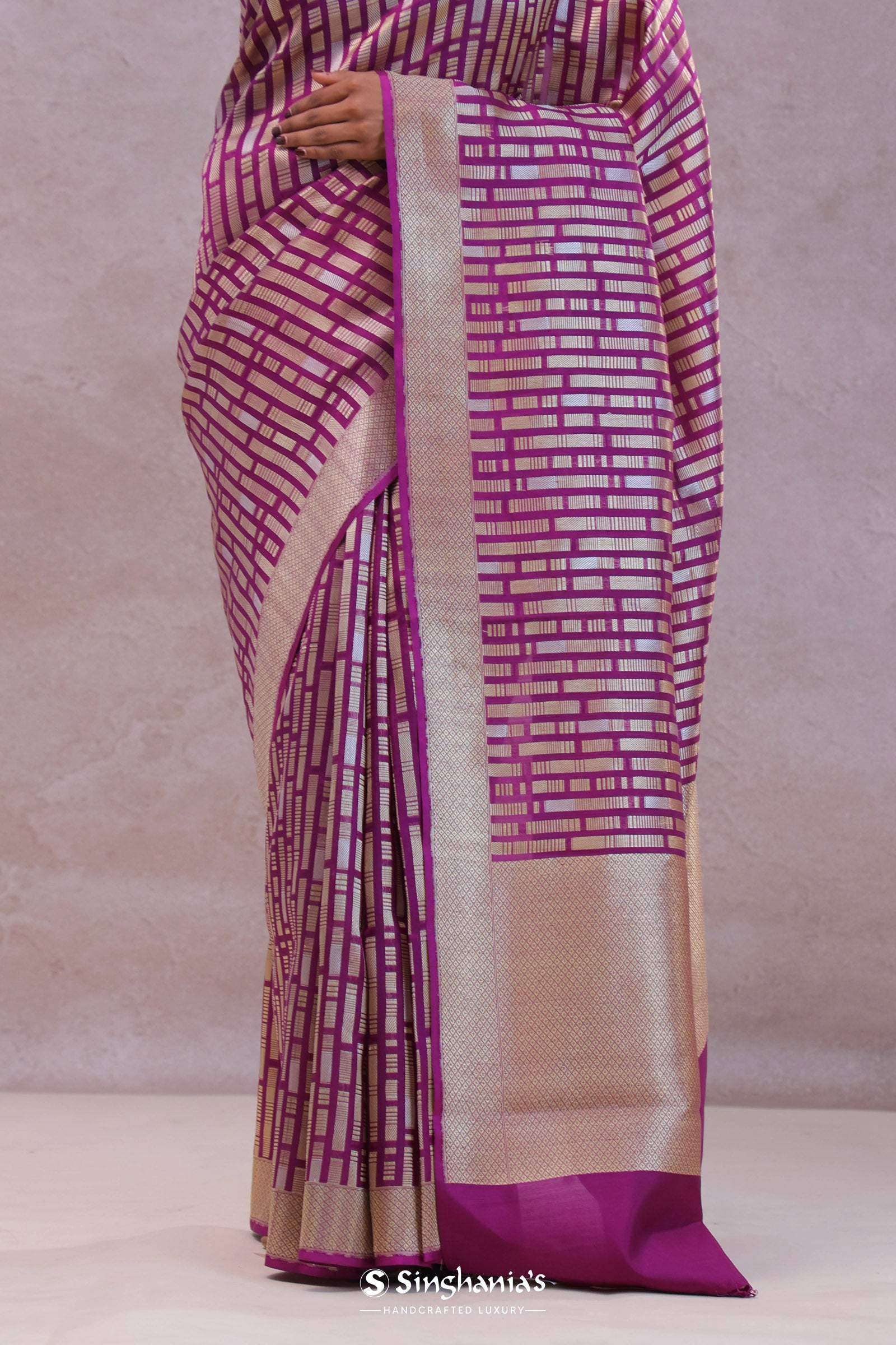 Dark Magenta Banarasi Designer Saree