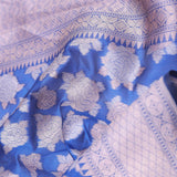 Cobalt Blue Banarasi Silk Saree With Gold And Silver Zari Weaving