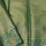 Green Kanjivaram Tissue Saree With Floral Design
