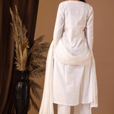 White Khadi Printed Cotton Cambric Kurta Set