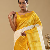 Off White Kanjivaram Silk Saree With Gold Zari Border