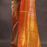 Orange Kanjivaram Silk Saree With Gold Zari Border