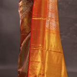 Orange Kanjivaram Silk Saree With Gold Zari Border