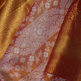 Orange Kanjivaram Tissue Saree With Contrast Border