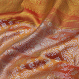 Orange Kanjivaram Silk Saree With Gold Zari Border