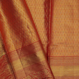 Orange Kanjivaram Silk Saree With Gold Zari Border