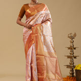 Antique Gold Kanjivarm Tissue Saree With Leheriya Pattern