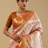 Antique Gold Kanjivarm Tissue Saree With Leheriya Pattern