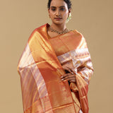 Antique Gold Kanjivarm Tissue Saree With Leheriya Pattern