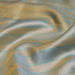 Sapphire Blue Tissue Kanjivaram Silk Saree With Gold Zari Border